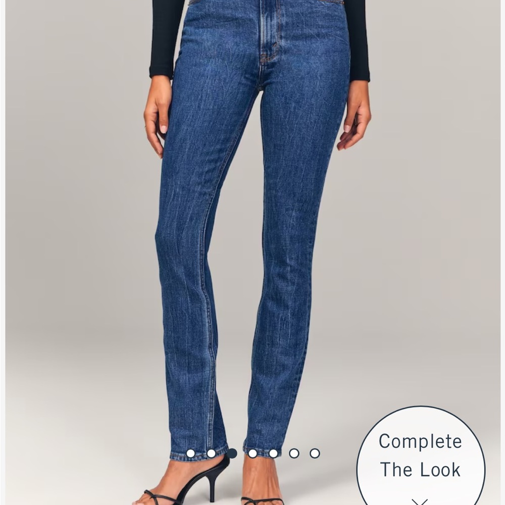 Abercrombie Ultra High Rise Slim Straight Dark Jeans